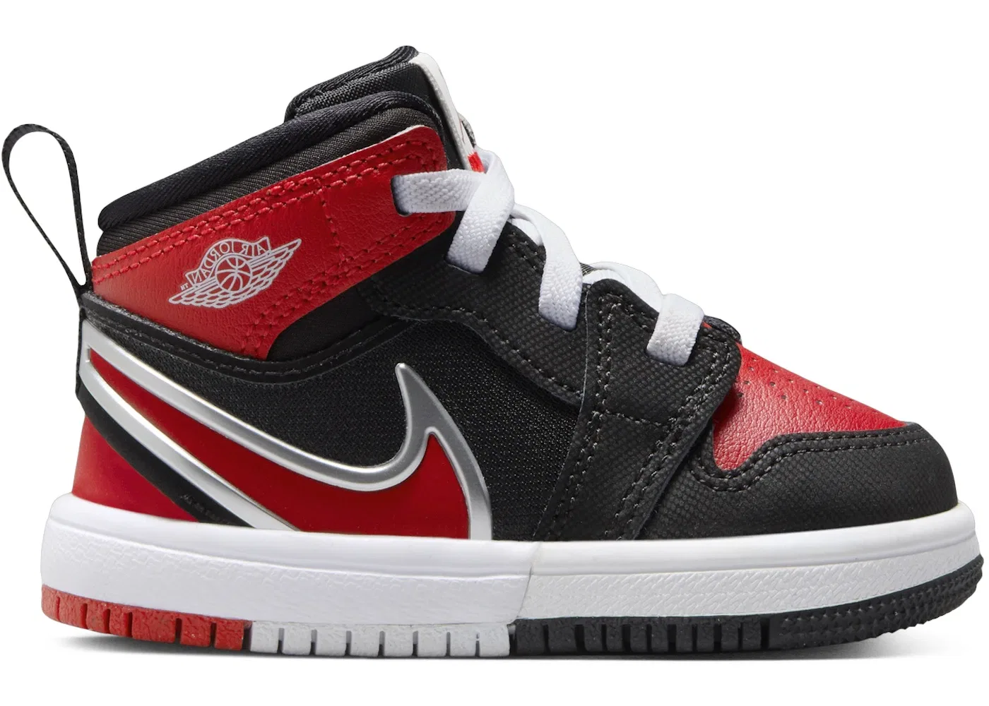 Детские кроссовки Lifestyle с принтом Jordan 1 Mid RM EasyOn Jordan, Black/White/University Red