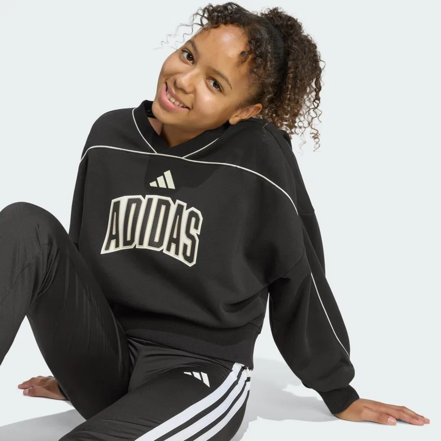 Свитшот спортивный с длинным рукавом и V-образным вырезом adidas Sportswear KB7029 Stadium, Черно-белый — фото 4