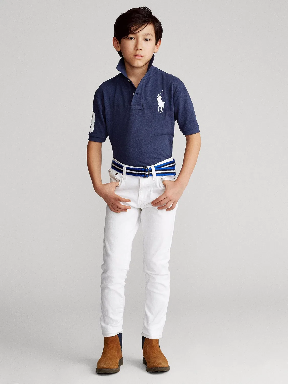 Поло, Slim Fit Polo Ralph Lauren, темно-синий — фото 2