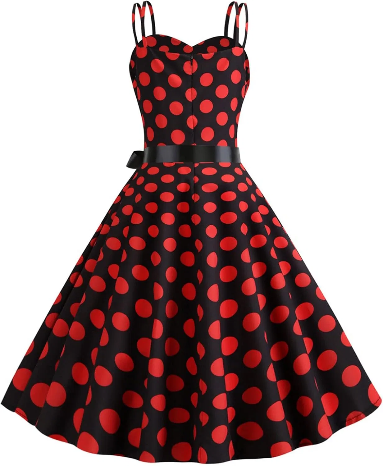 Женское винтажное платье в горошек с подтяжками Formal, Black — фото 2