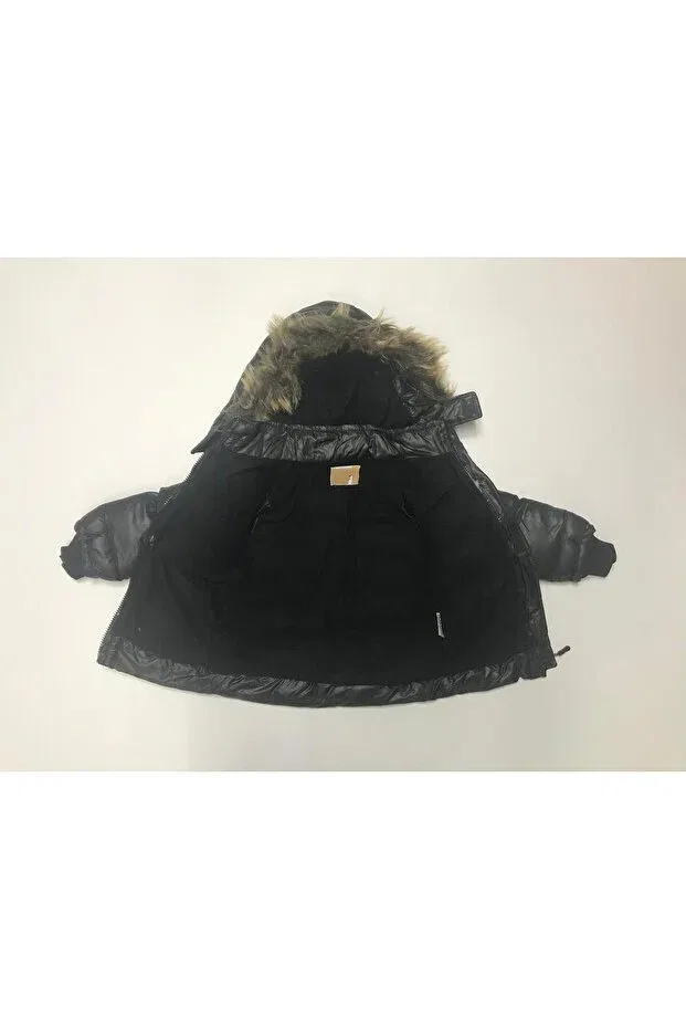 Детское пальто для мальчиков с капюшоном Baby Slon Kids Clup, Black — фото 3