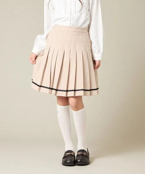 Детская юбка-плиссе с принтом, модель Line Pleated, a.v.v, Beige