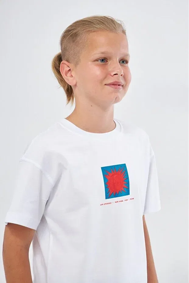Детская футболка для девочек с принтом Afraid of real written printed The Champ Clothing, White — фото 2