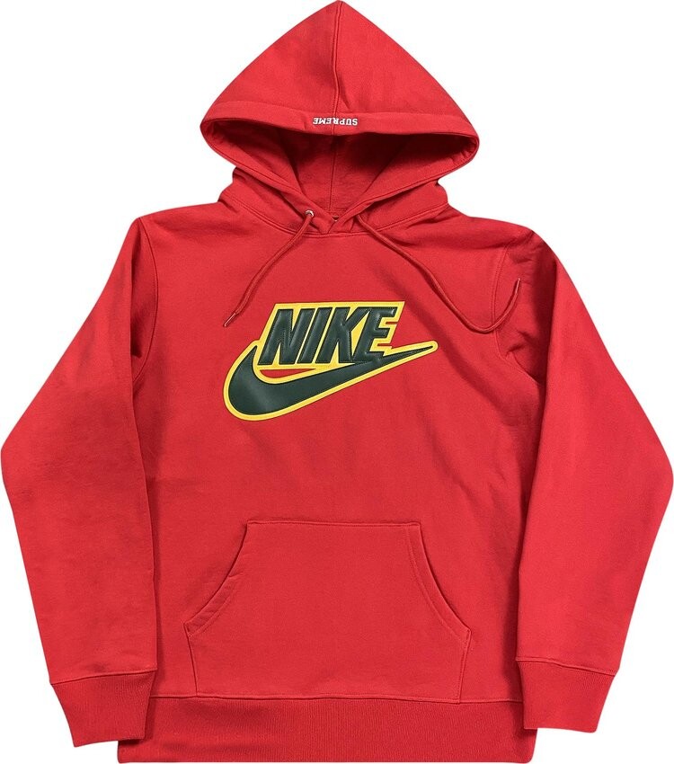 

Толстовка Supreme x Nike Leather Appliqué Hooded Sweatshirt Red 'Red', красный