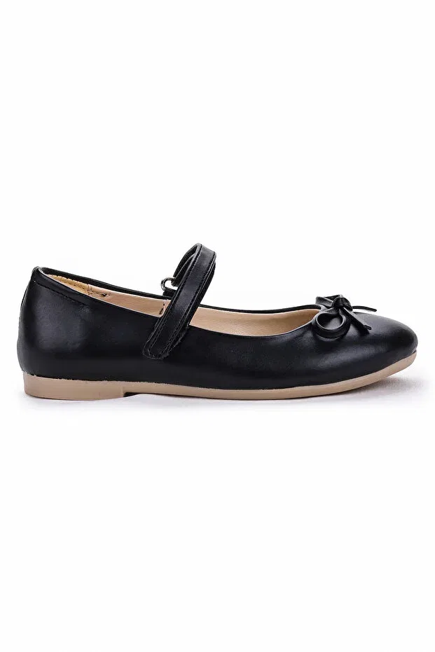 Детские балетки для девочек с бантом Kiko Kids, Black — фото 4