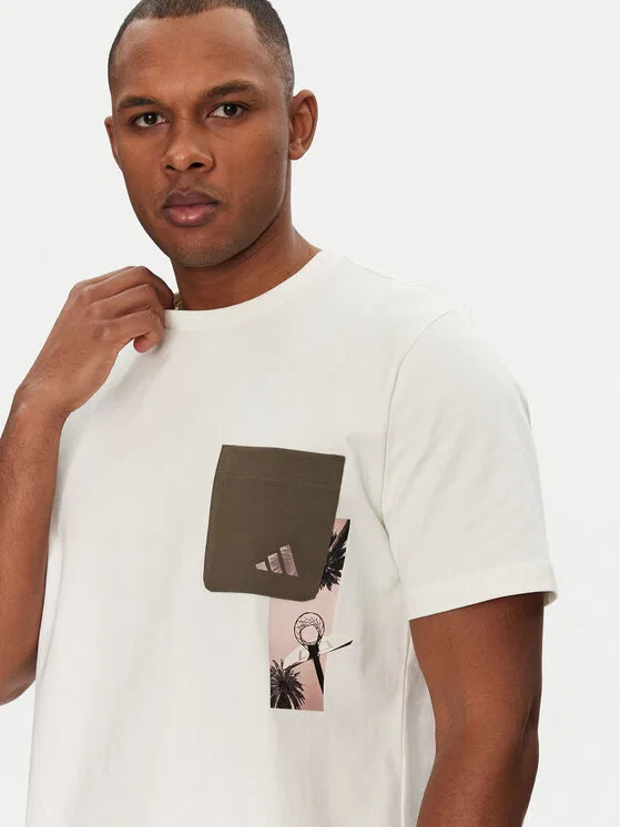 Футболка loose fit Lens Elevated Pocket Graphic Adidas, белый — фото 4