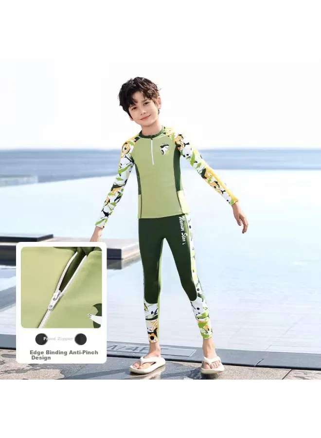 Комплект для плавания с длинным рукавом и штанами Warrior Kids Pull Back, зеленый — фото 2