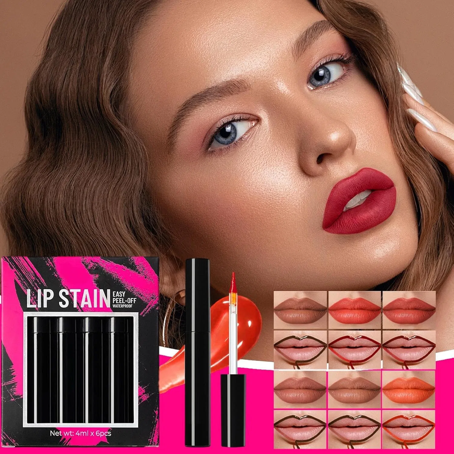 Набор карандашей-тинтинтов для губ 6 шт, Long Lasting Anti-Transfer Lip Stain — фото 3