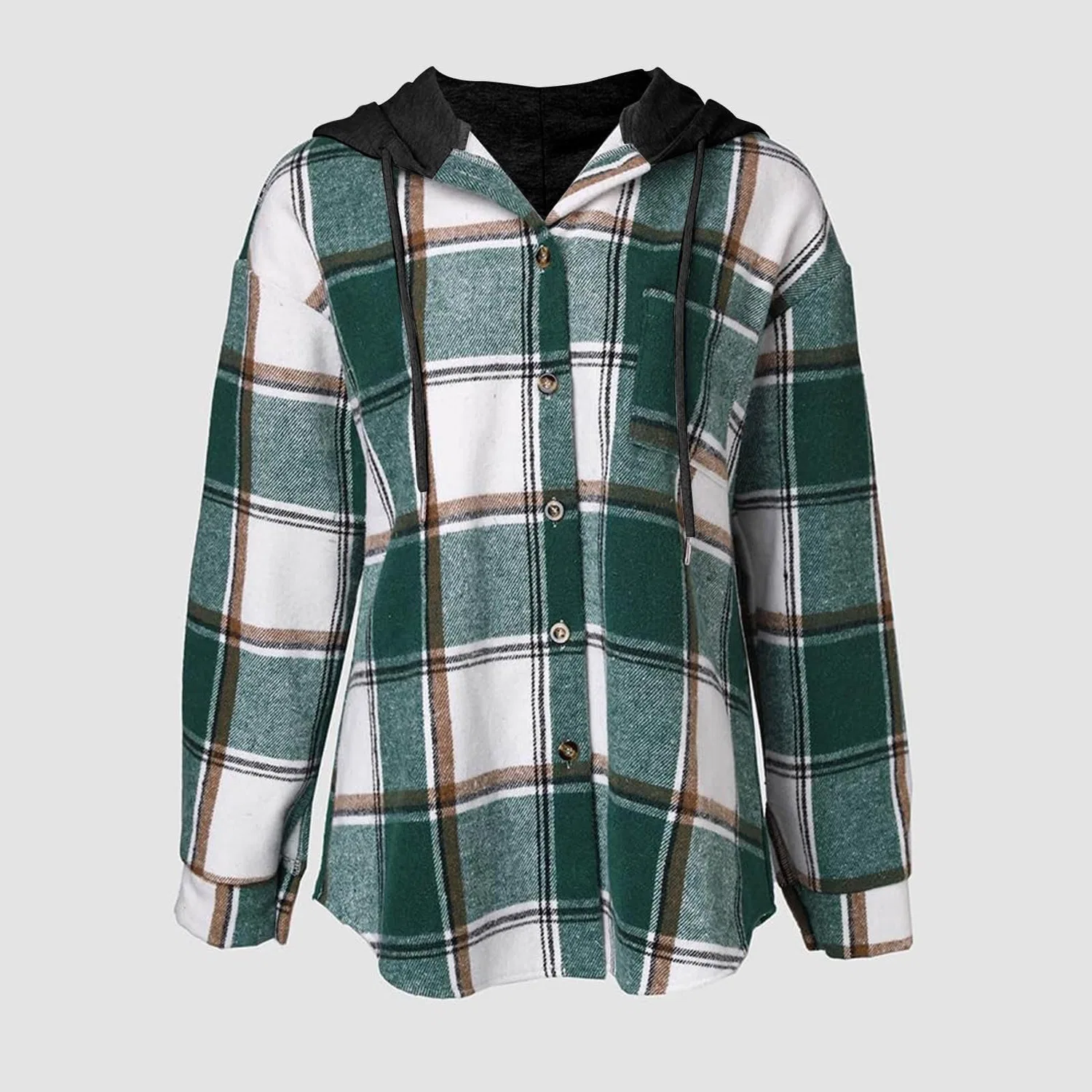 Женская фланелевая рубашка-куртка с принтом, oversize, Verde — фото 4