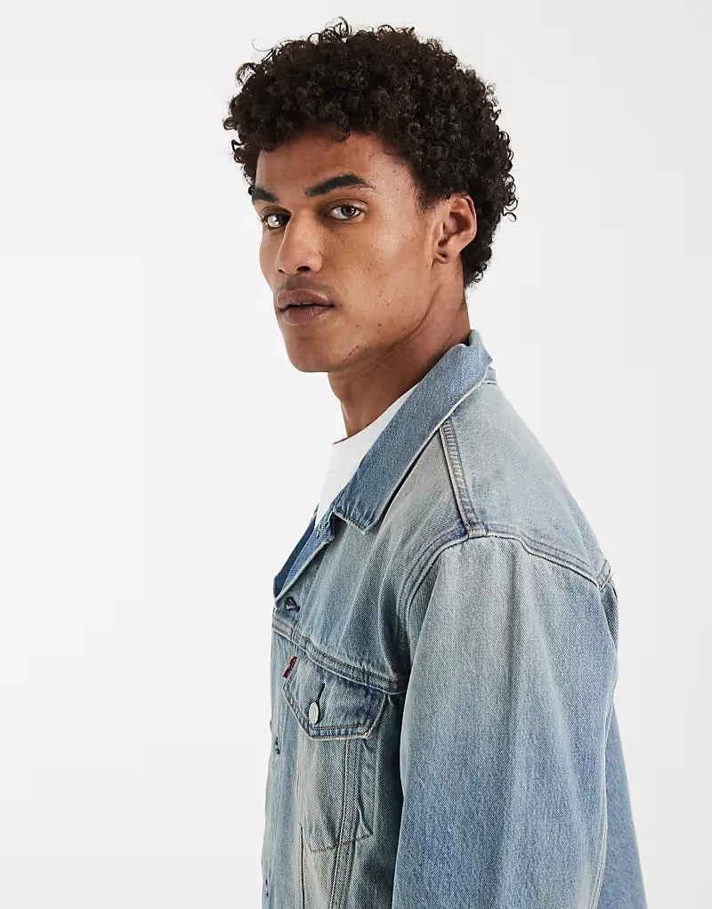 Куртка-тракер джинсовая удобная винтажная Levi's, черный — фото 4