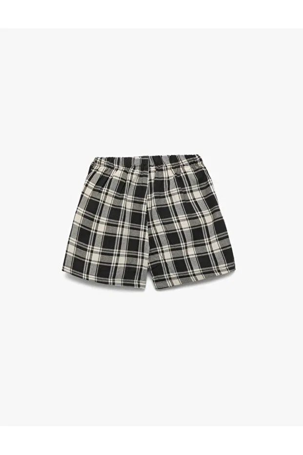 Детские шорты для девочек с принтом Koton, Black Plaid — фото 2