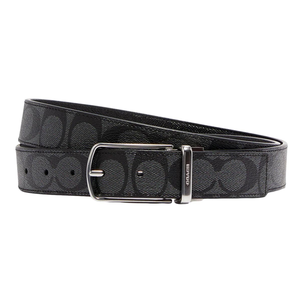 

Ремень Coach Outlet Skinny Buckle Cut To Size Reversible Dress, темно-серый/черный
