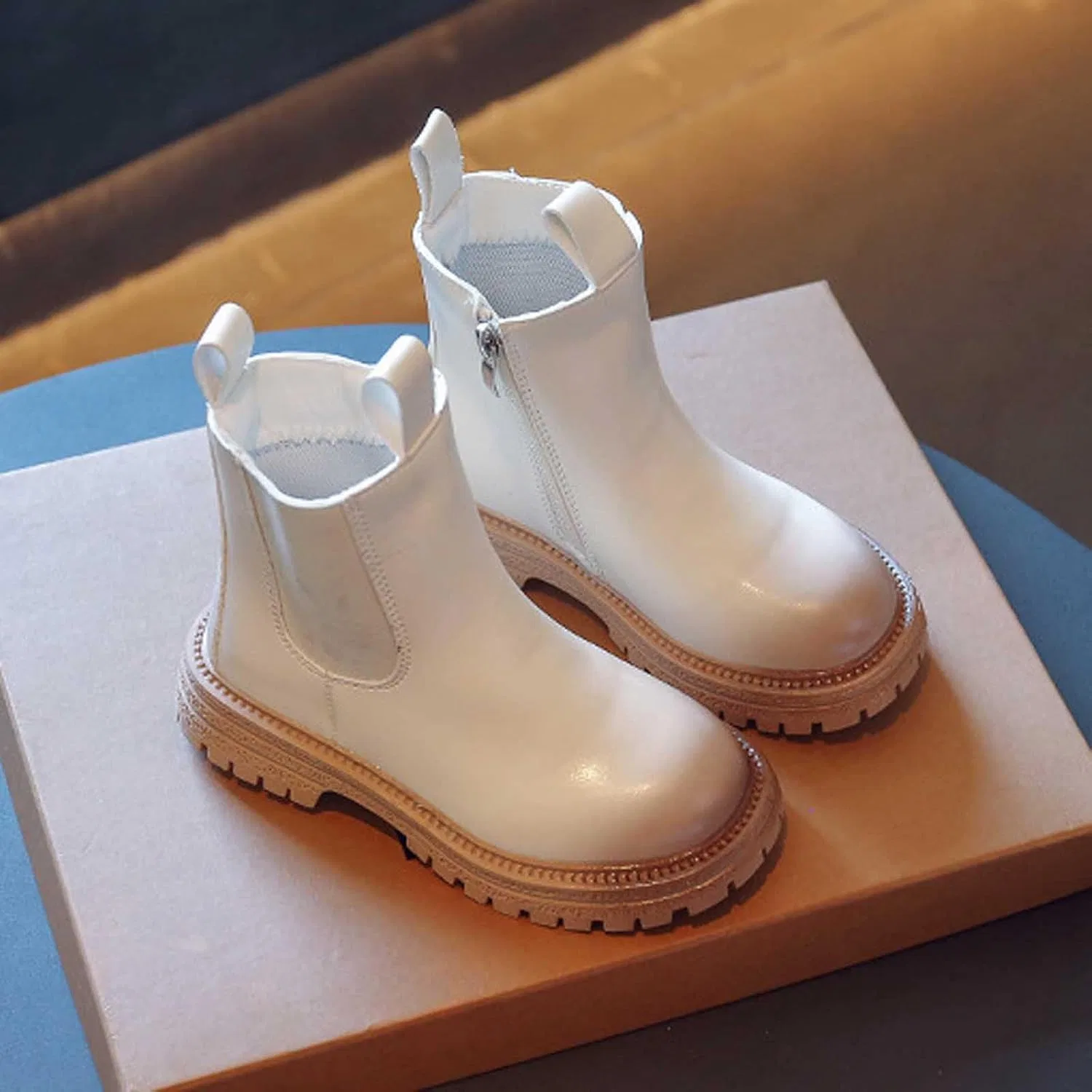 Детские ботинки для девочек с боковой молнией Western SHOPESSA, Beige — фото 3