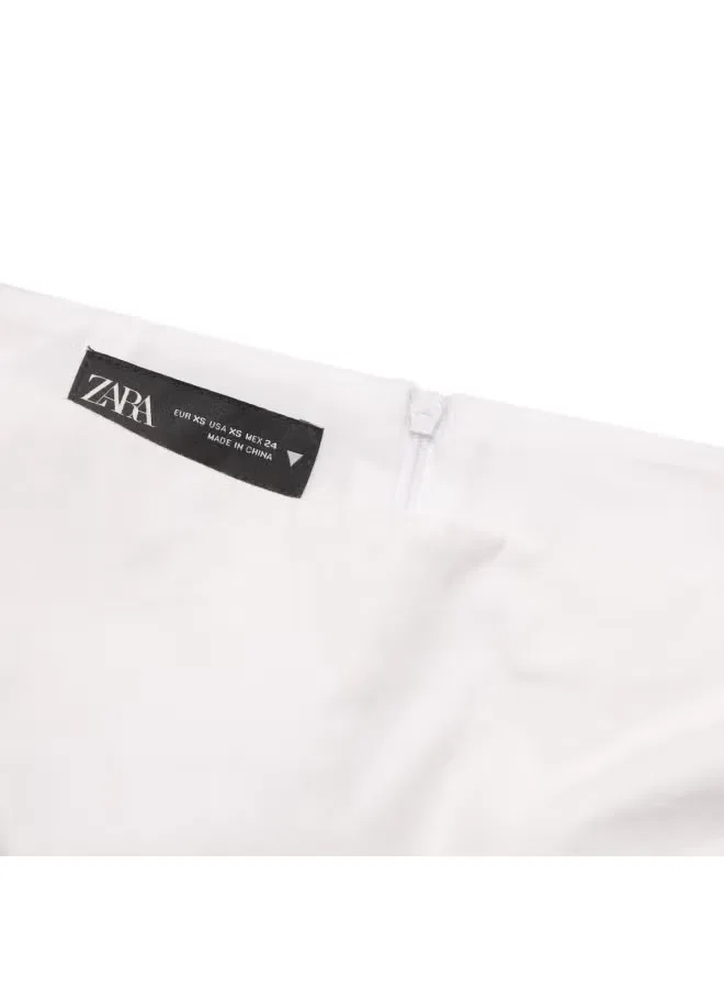 Юбка-трапеция мини с защитой от просвечивания Zara, белая — фото 4