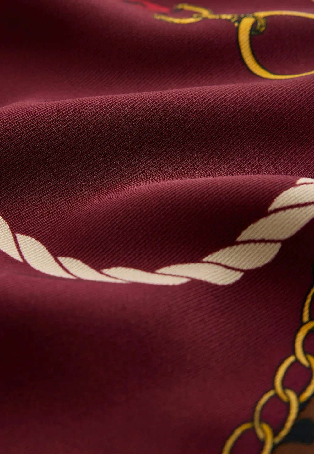 Блузка прямого кроя с длинными рукавами и V-образным вырезом Next, Burgundy Scarf Print — фото 3