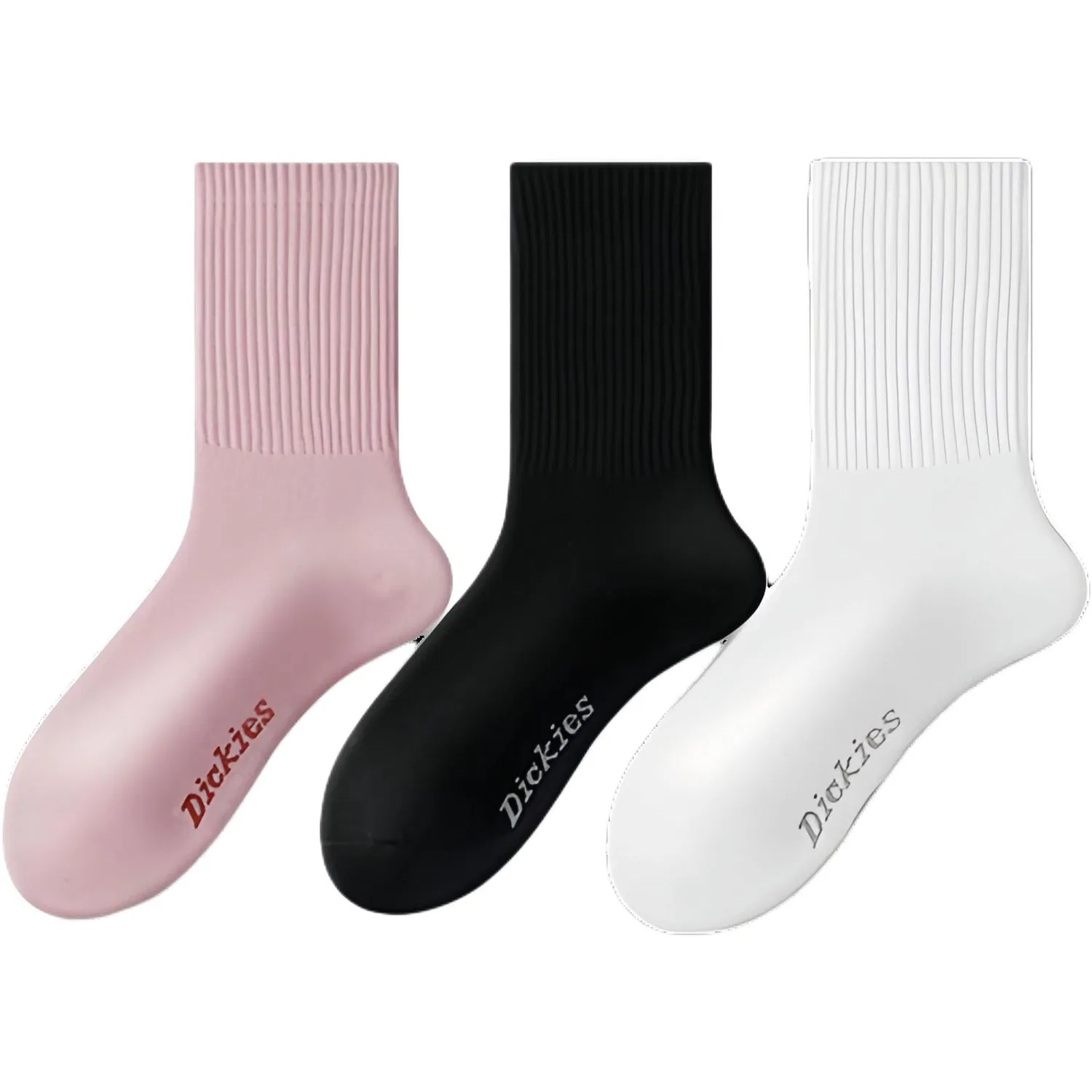 Детские носки до колена с принтом, комплект из 3 пар, Dickies, White/Pink/Black