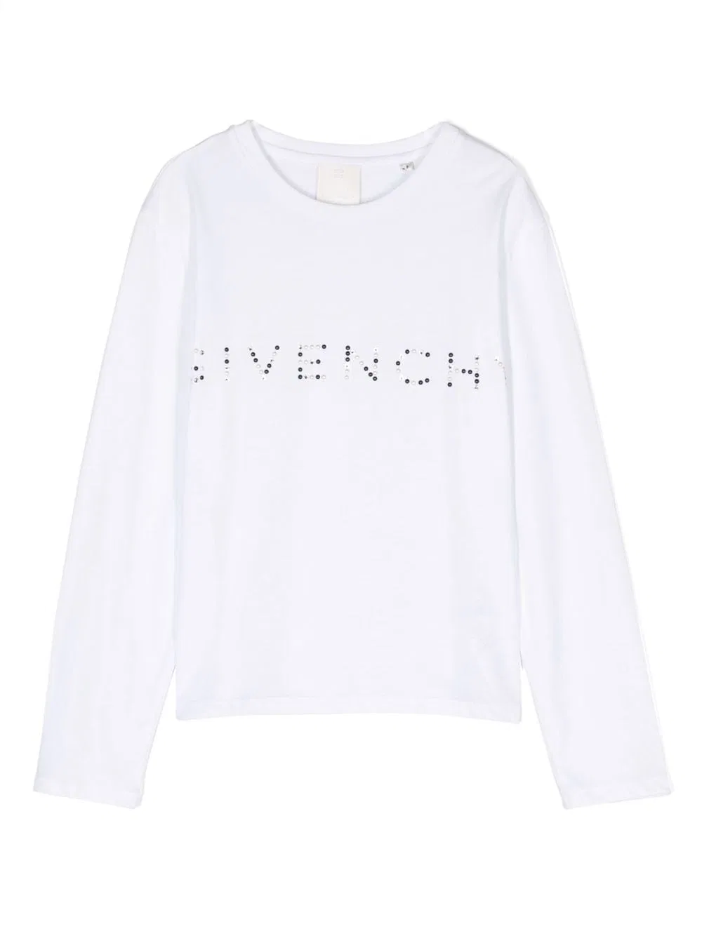 Футболка с длинным рукавом с вышитым логотипом Girls Beaded-Logo Long-Sleeve T-Shirt Givenchy, White