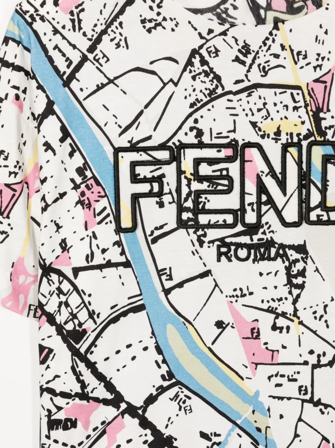 Футболка с вышитым логотипом FENDI, мультиколор — фото 2