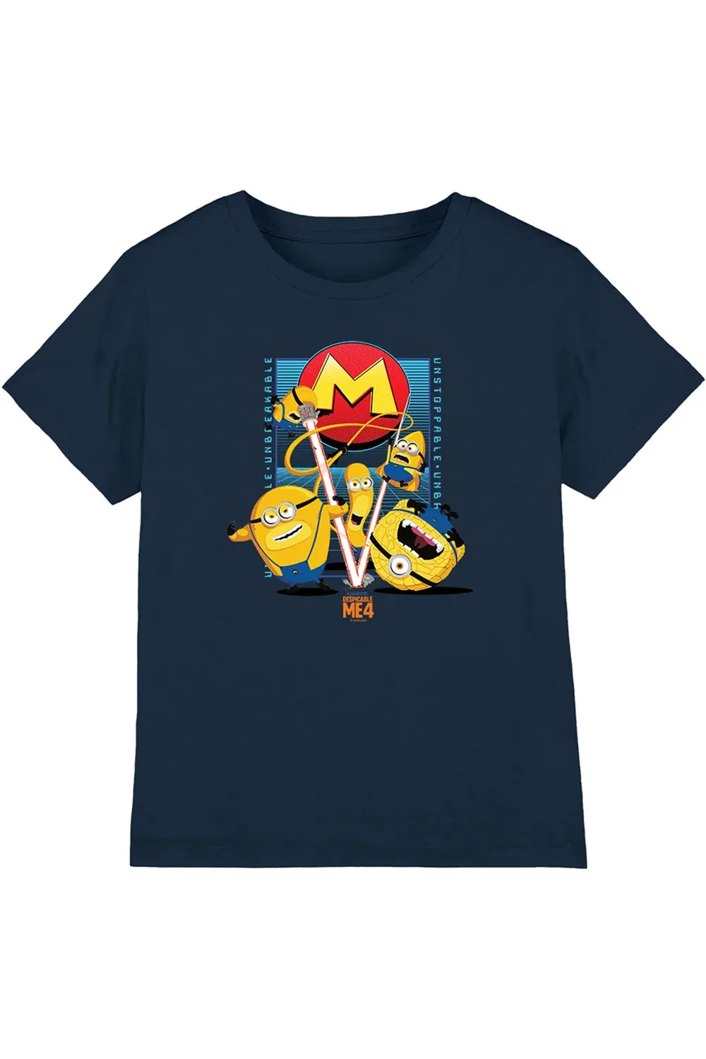 Детская футболка с принтом Mega Minions Grid Despicable Me 4 Nbcu, Navy