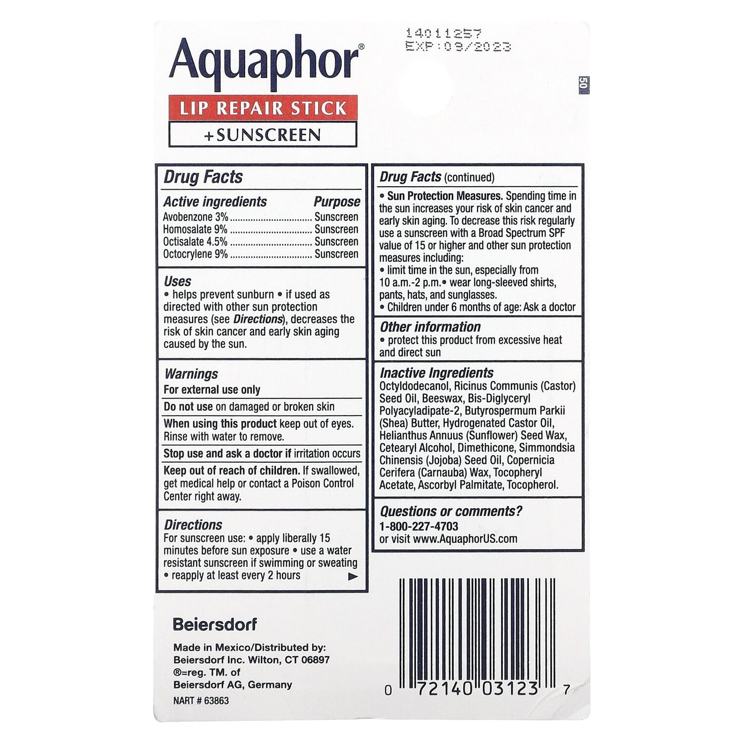 Восстанавливающий Стик Aquaphor SPF 30 для губ, 2 стика по 4,8 г — фото 4