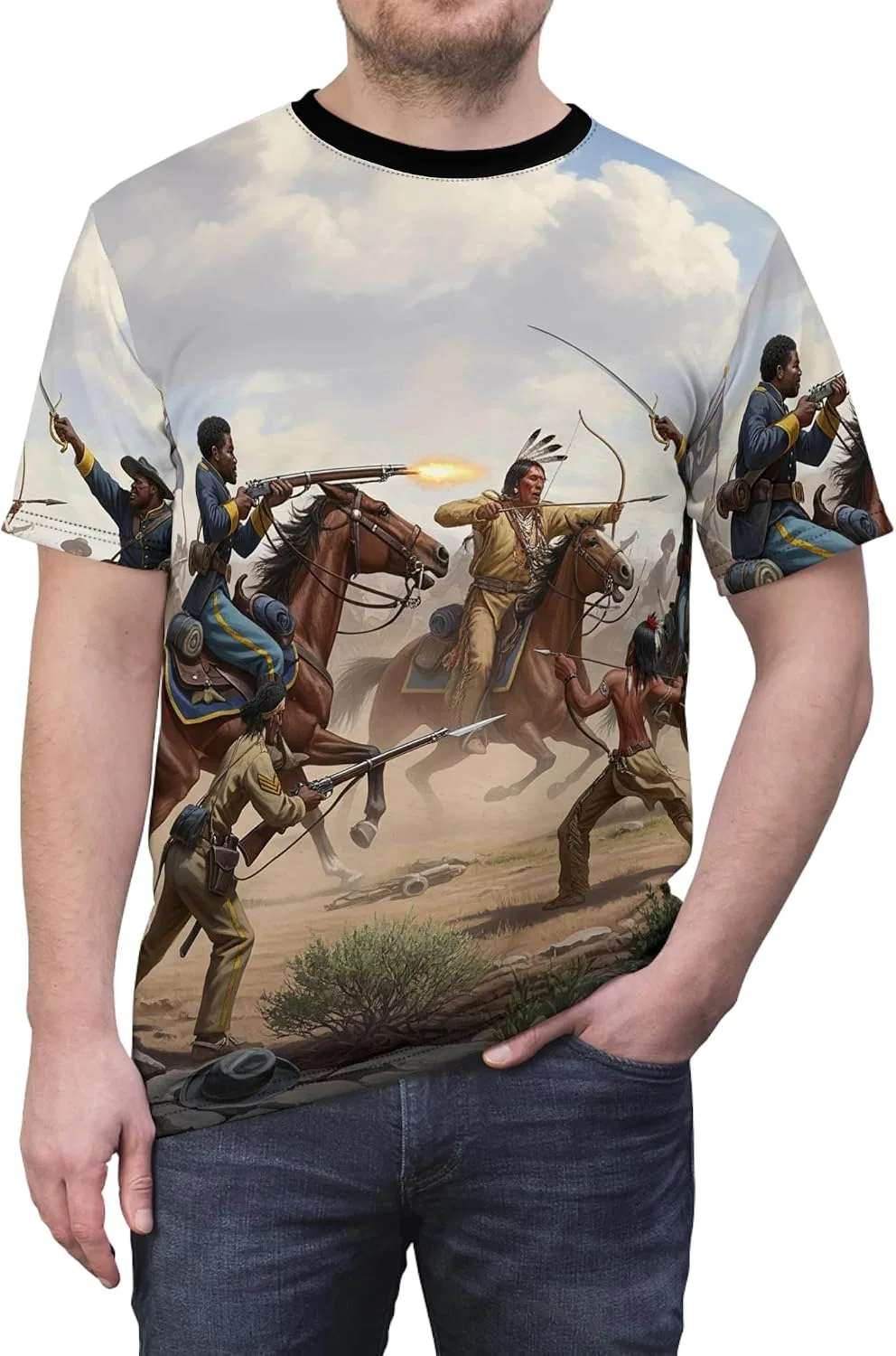 Футболка с принтом 9th Cavalry Regiment Indian Wars, Black — фото 3