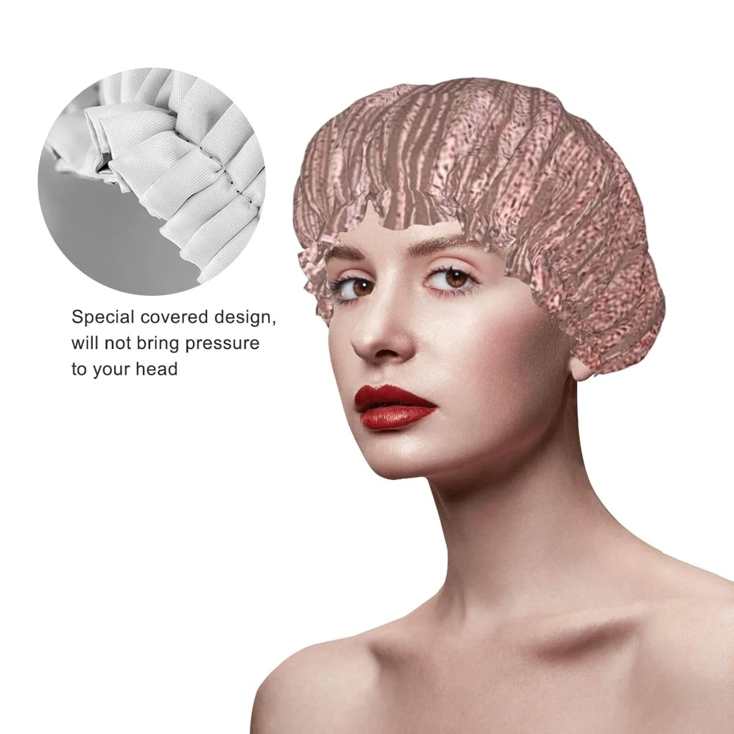 Водонепроницаемая шапочка для душа JBYJBX с принтом, Rose Gold — фото 4