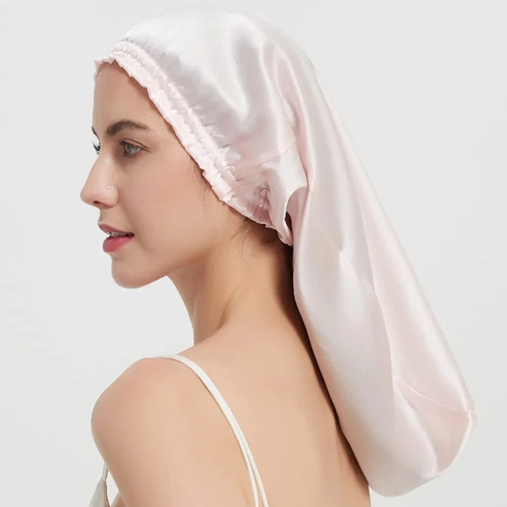 Ночная шапочка из 100% тутового шелка, 2 шт, NALEINING, 08 Pale Pink — фото 2