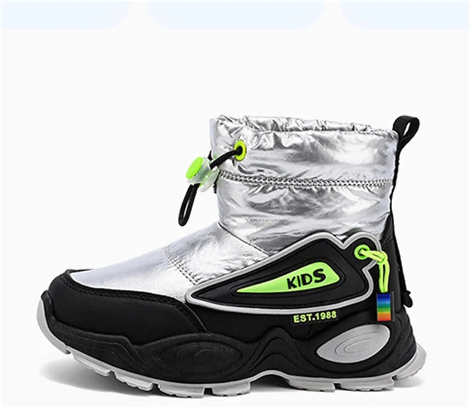 Детские зимние сапоги для девочек с утеплителем Girls Boys Mid Calf Padded Boots, Silver — фото 3