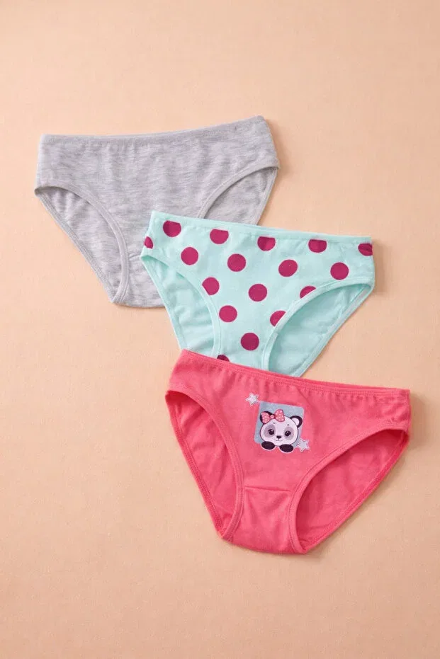 Детский комплект трусиков для девочек с принтом Polka dot 3-piece girls' panties Fulla Moda, Mint