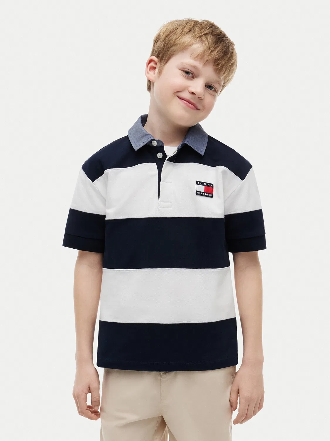 Поло стандартного кроя для мальчика Tommy Hilfiger, темно-синий