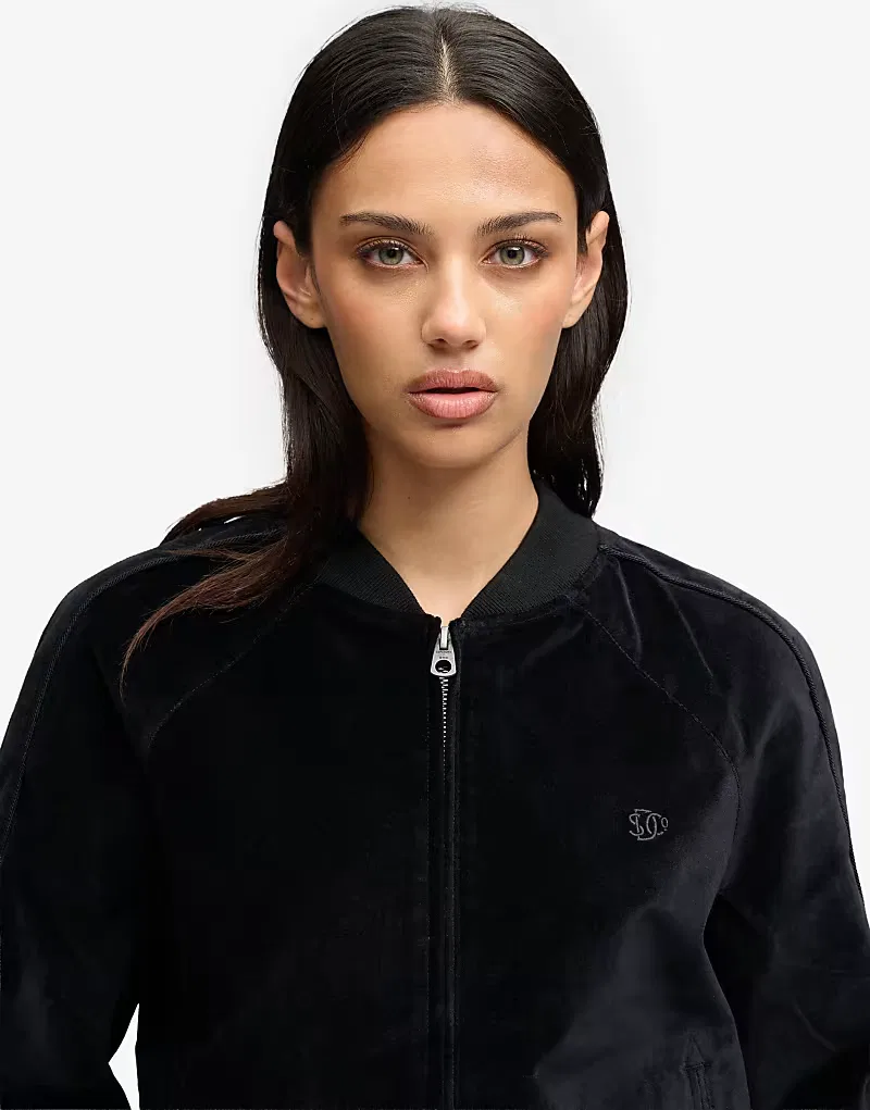 Бархатная куртка-бомбер Superdry, черный — фото 3
