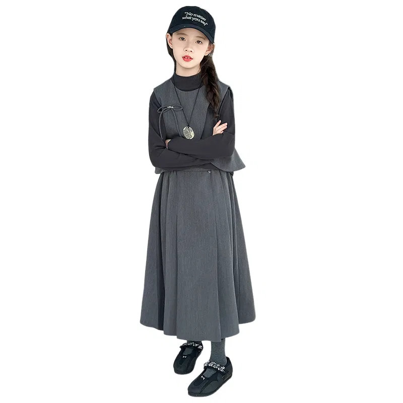 Детский комплект с жилетом, топом и юбкой Lanza, Dark Gray