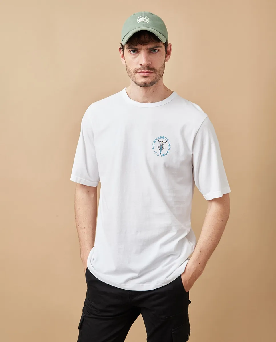 

Мужская футболка с трафаретной печатью мотоцикла сзади и спереди Altonadock, белый