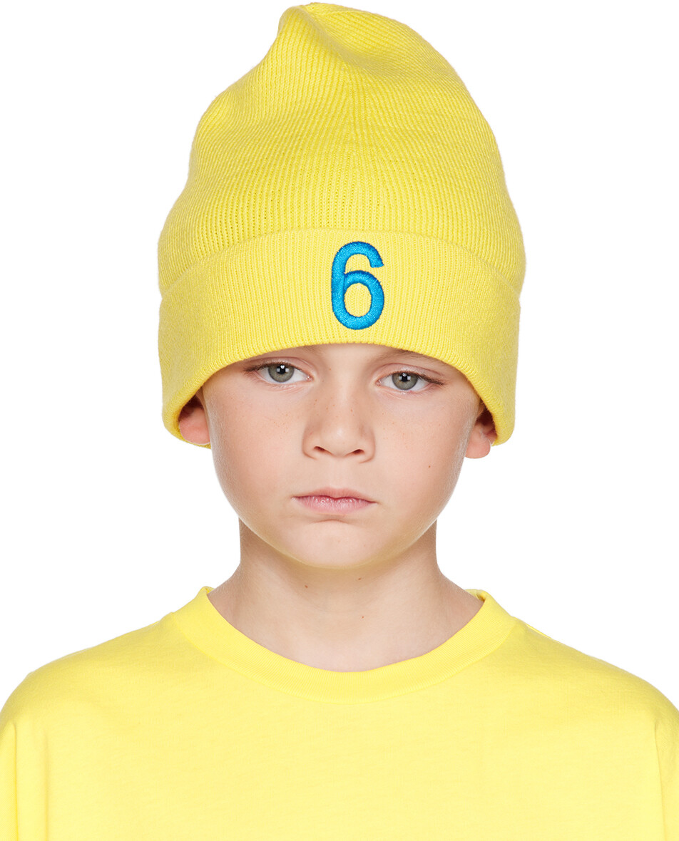 

Детская желтая шапка '6' Beanie MM6 Maison Margiela