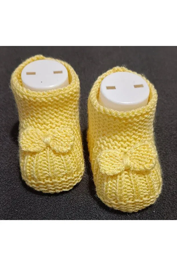 Детские пинетки вязаные для новорожденных Moda, Yellow — фото 2