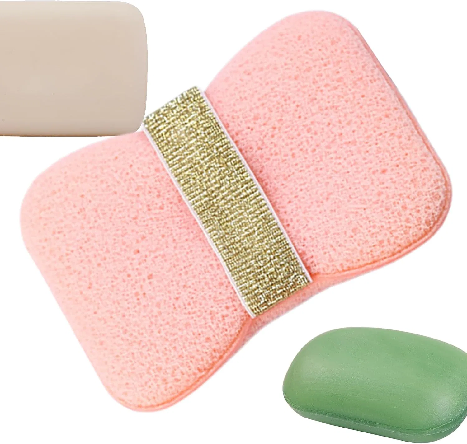 Мочалка для тела с мыльницей, Generisch, 12x8.5x2 см, Pink für Haar mit Wabenstruktur