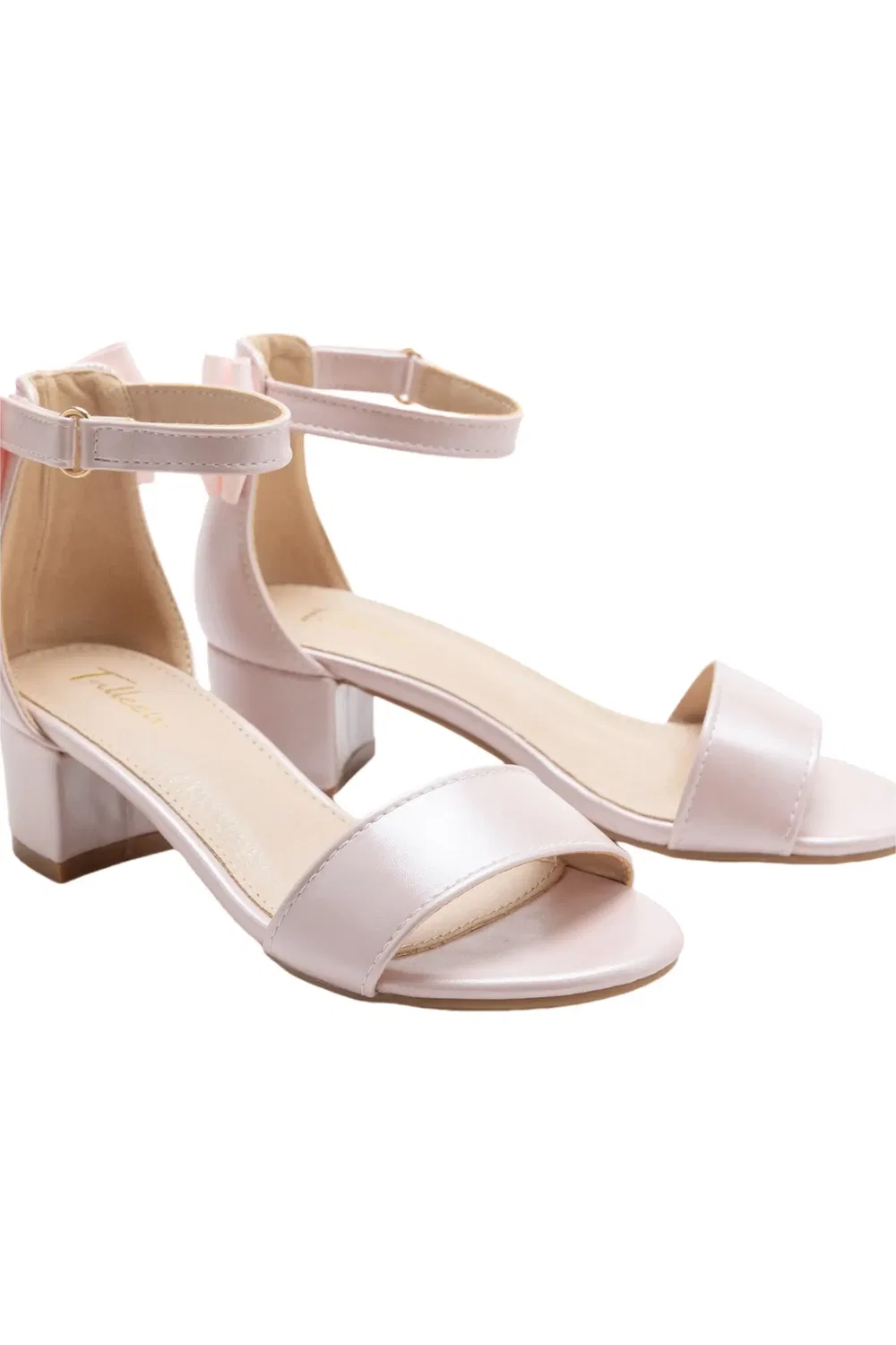 Детские сандалии на блок-каблуке Satin Banded Block Heels Tulleen, розовый