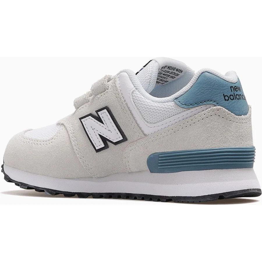 Кроссовки детские повседневные с ремешками New Balance NB574, Белый — фото 3