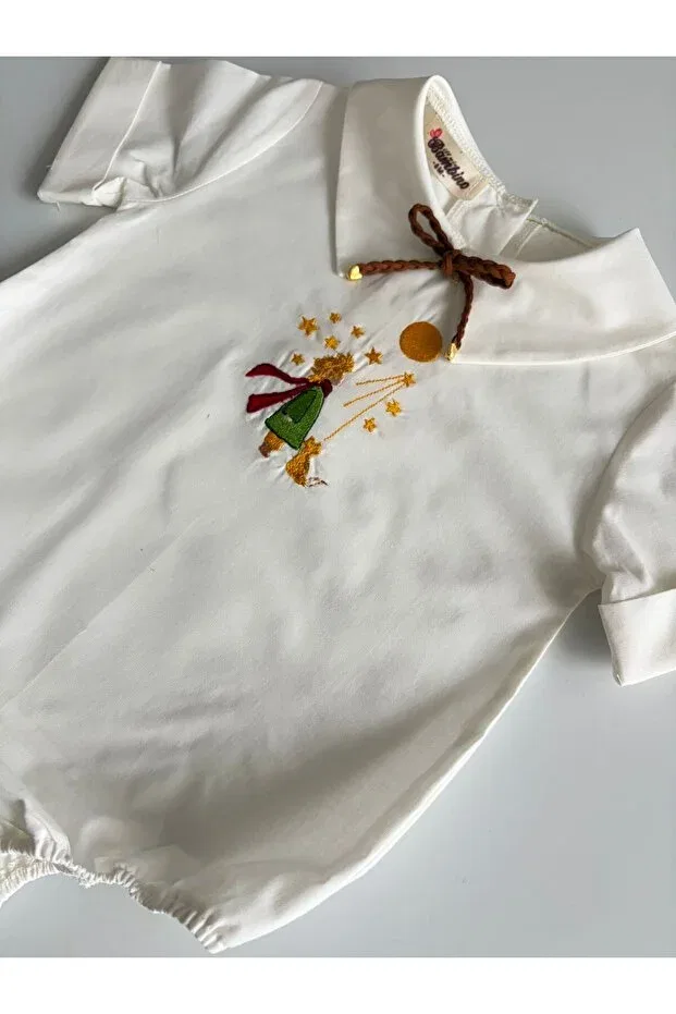 Детское боди для мальчиков с вышивкой Il Mio Bambino, Ecru — фото 4