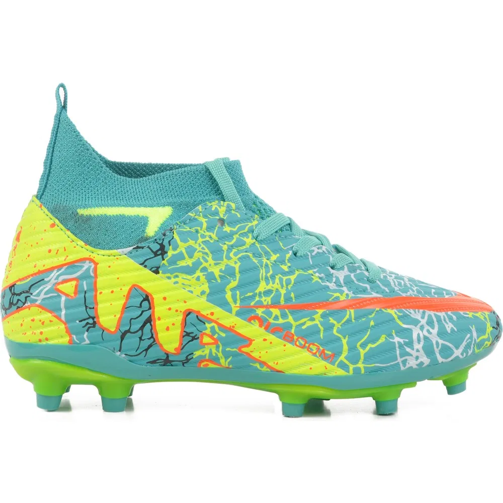 Детские футбольные бутсы с носком Air 565 F Turquoise Yellow Laliga — фото 3