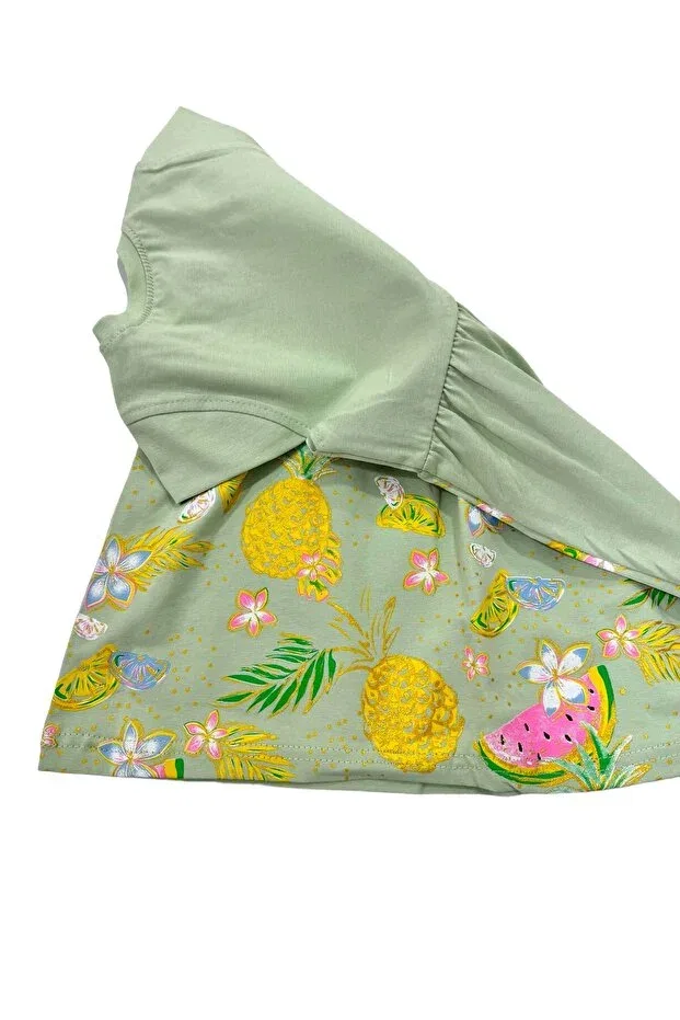 Детское платье для девочек с принтом Girl's Watermelon Printed Combed Cotton Dress Esterella, Green — фото 2