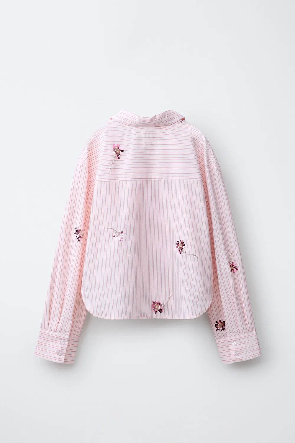 Рубашка и топ в цветочную полоску, расшитые пайетками ZARA, Pastel Pink — фото 2