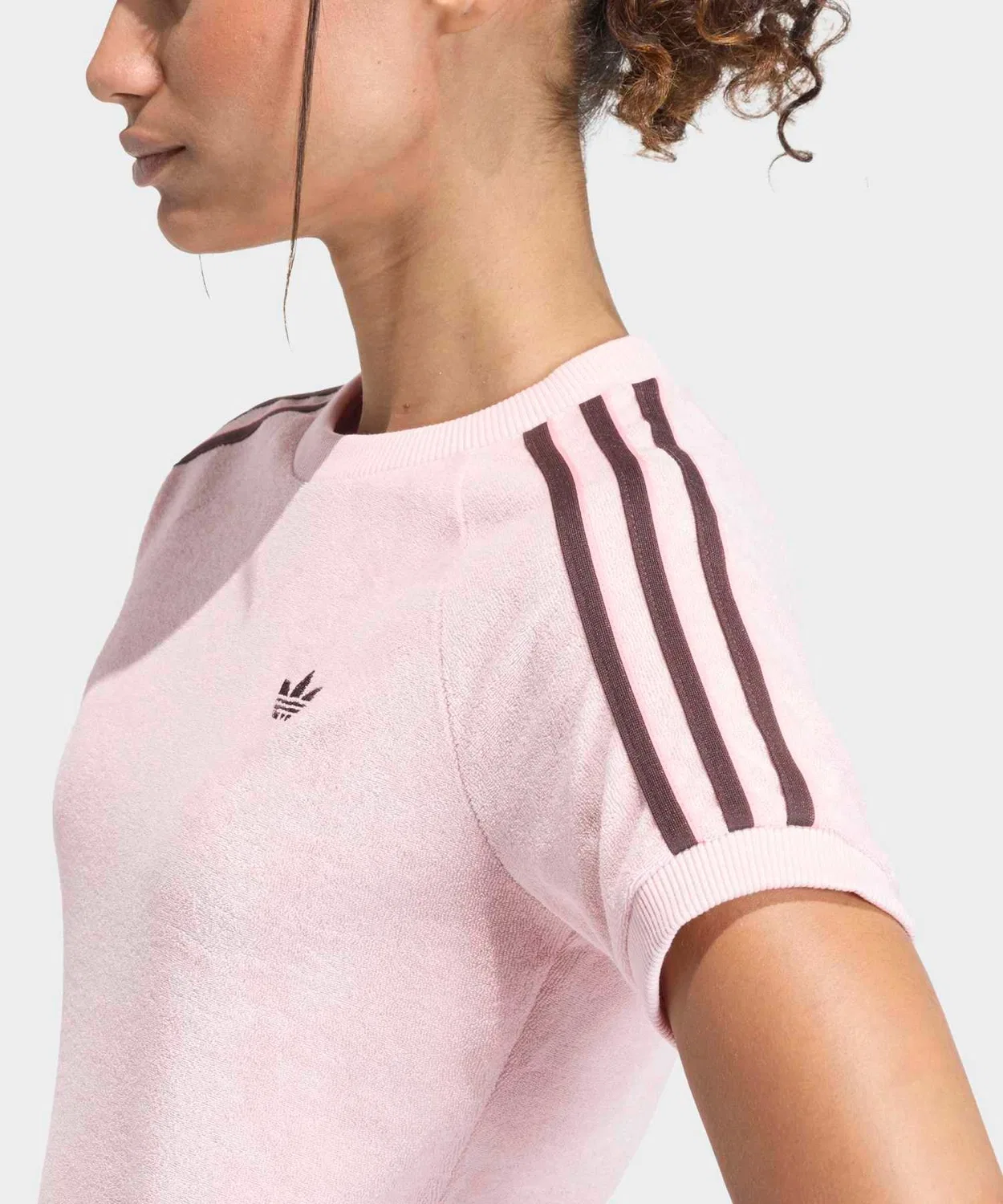 Женская футболка с коротким рукавом из махровой ткани Adidas Originals, Розовый — фото 4