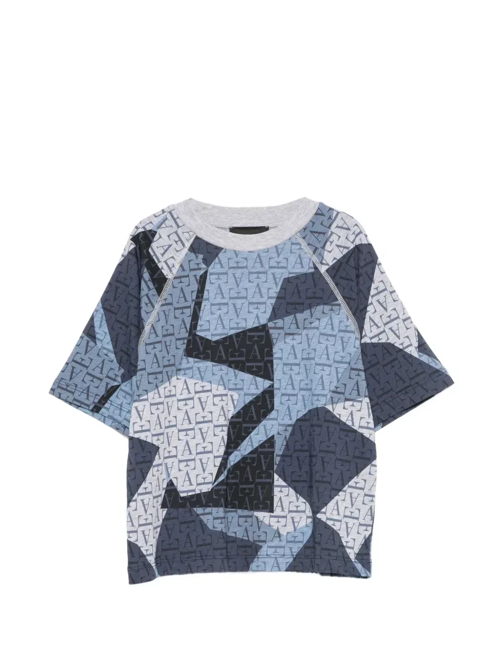Футболка с регланными рукавами и монограммным принтом Emporio Armani Kids, синий