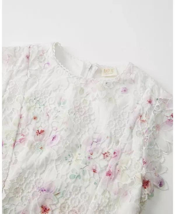 Детское платье для девочек с принтом Belle Embroidered Mini Dress Marlo Kids, Floral — фото 3