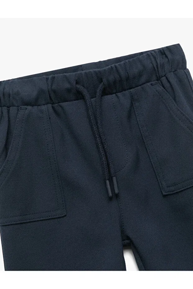 Детские брюки для девочек с заниженной талией на шнурке Koton, Navy Blue — фото 3