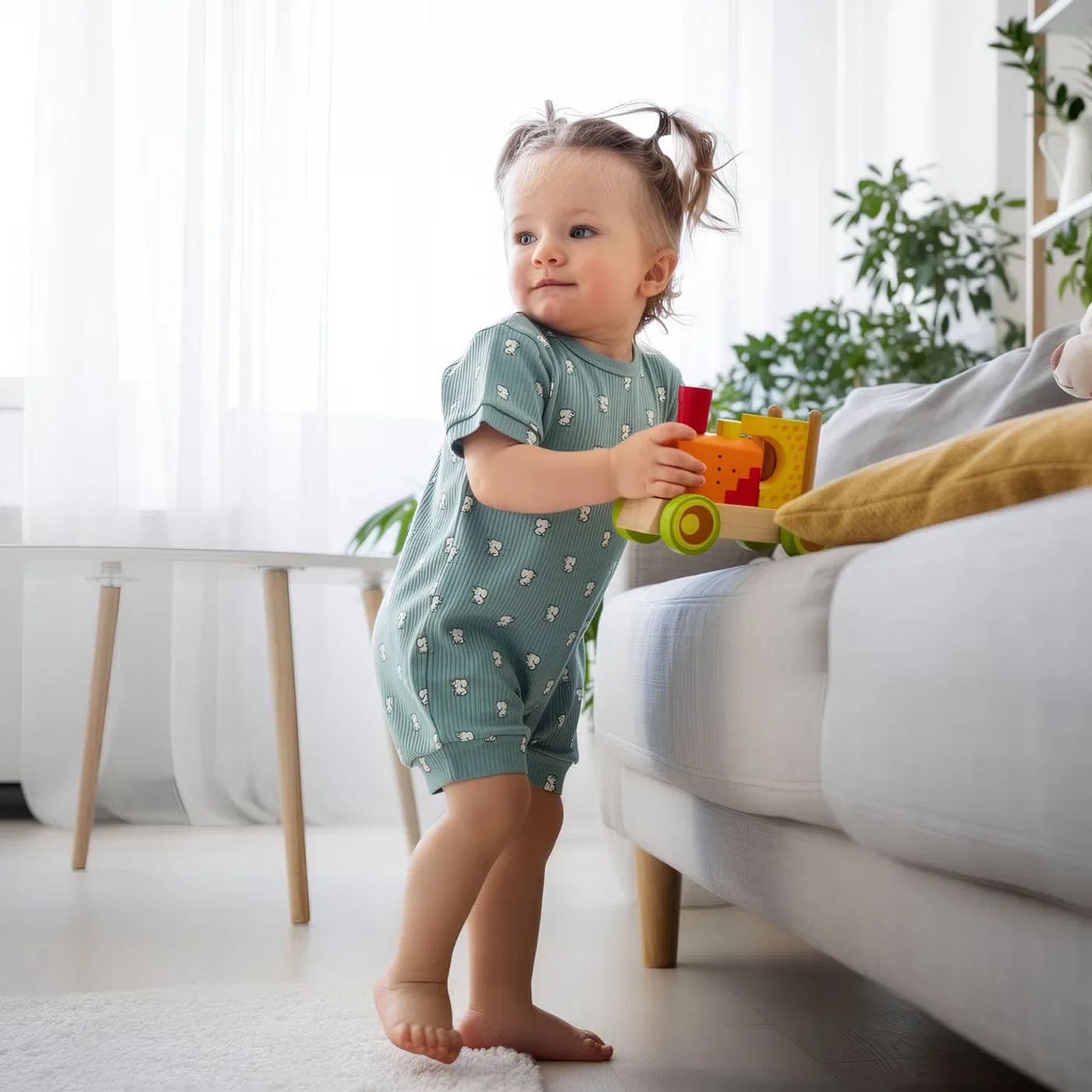 Babies Basic Боди-комбинезон с коротким рукавом, зеленый — фото 2