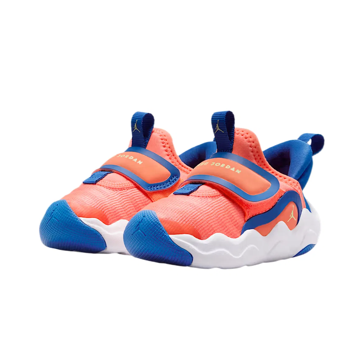 Детские кроссовки для мальчиков с низким верхом Jordan 23/7.2 Fabric Low top, Bright Mango/Royal Blue/White/Light Yellow Green — фото 4