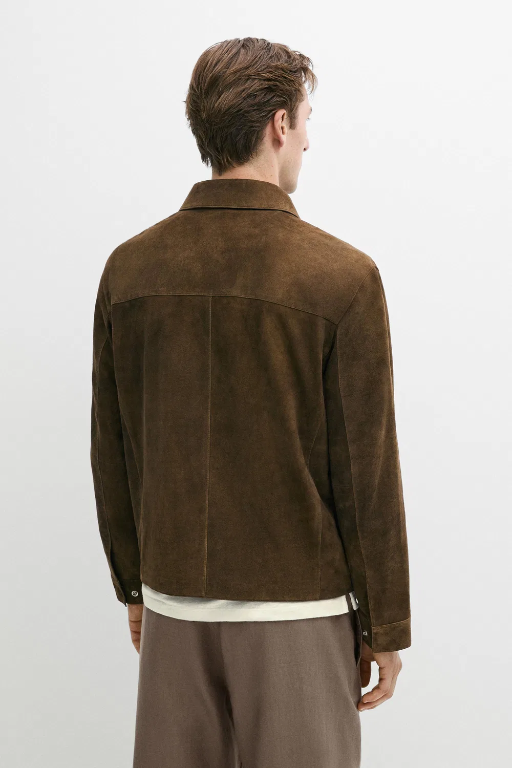 Куртка на молнии Massimo Dutti, кожаная, коричневый меланж — фото 3