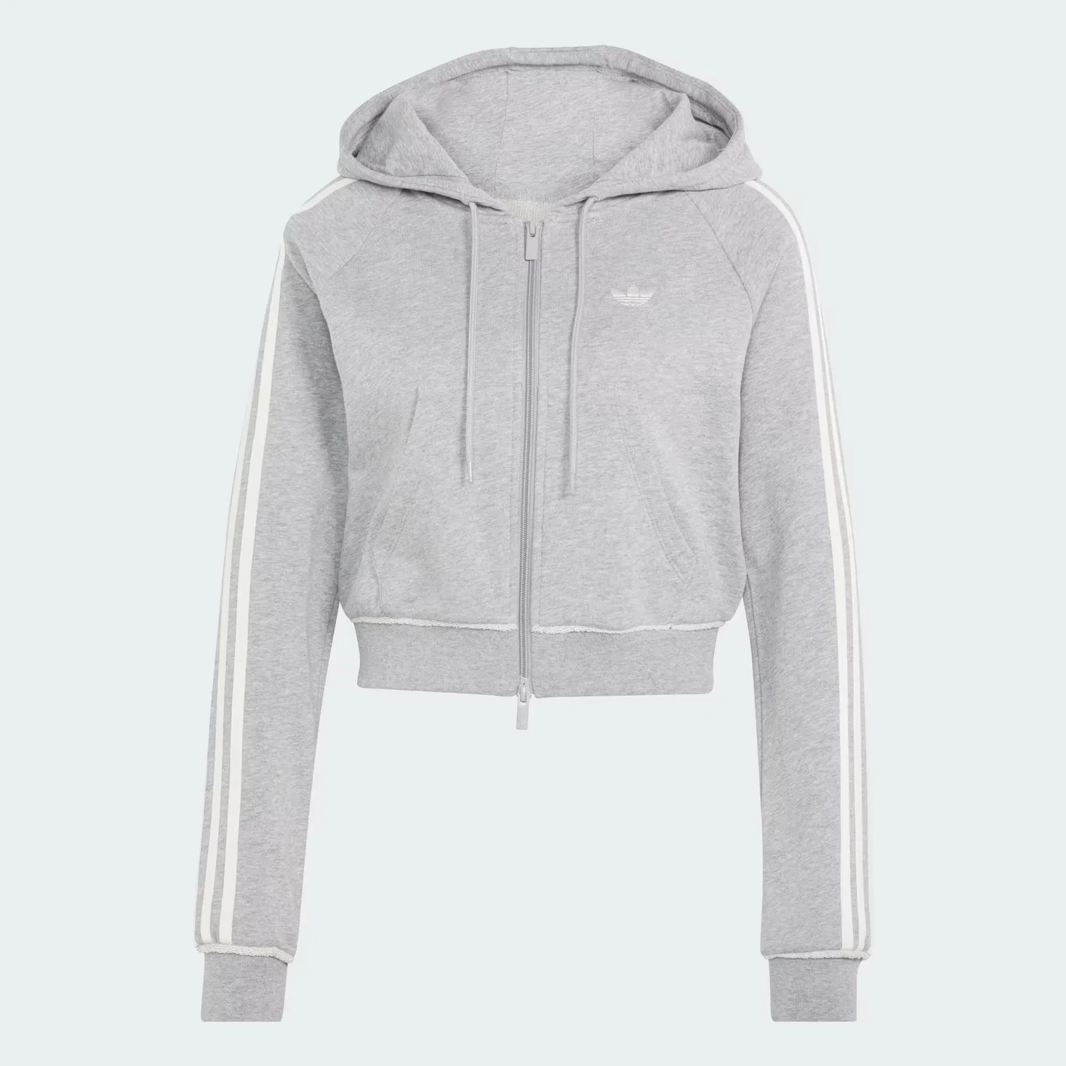 Женская олимпийка с короткой молнией Graphic Adidas Originals, серый меланж — фото 4